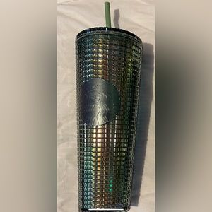 Starbucks 2022 Fall Tumbler “Rainforest Grid” Aqua Green Venti 24oz Cup NWT sale